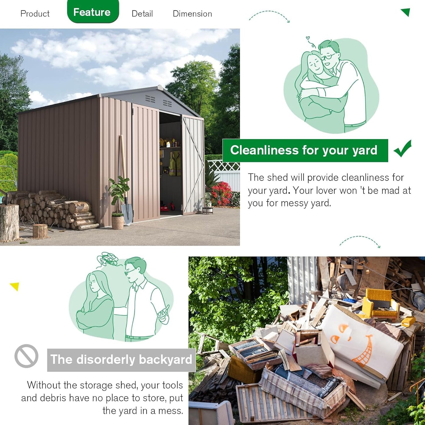 YODOLLA 6x8ft Outdoor Storage Shed
