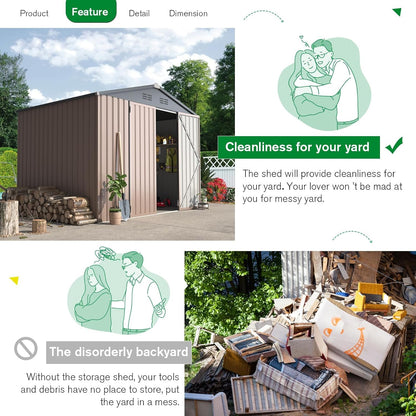 YODOLLA 6x8ft Outdoor Storage Shed