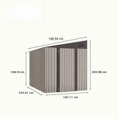 YODOLLA 182x245x203 cm Lean to Storage Metal Garden Shed