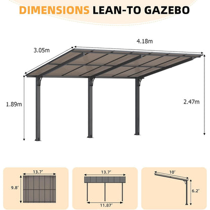 YODOLLA Metal Hardtop Gazebo, Waterproof Aluminium Pergola, Freestanding BBQ Shelter & Carport