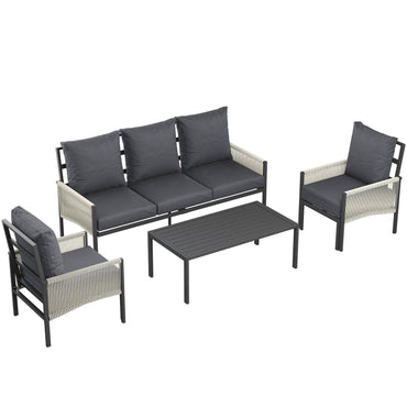 YODOLLA 5 Seater Outdoor Garden Furniture Set, Retractable Single Chair Patio Sofa