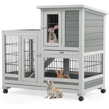 YODOLLA Rabbit Hutch 94cm Indoor & Outdoor Wooden Small Animal House