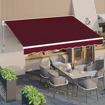 YODOLLA 305 × 244 cm Retractable Manual Awning, Folding Awning with Hand Crank Patio