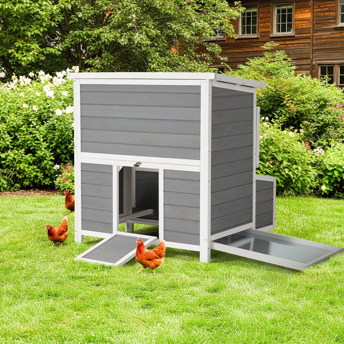 YODOLLA Wooden Outdoor Hen House, Garden Chicken Poultry Ark