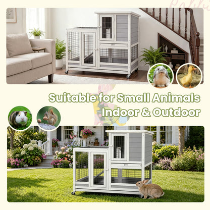 YODOLLA Rabbit Hutch 94cm Indoor & Outdoor Wooden Small Animal House