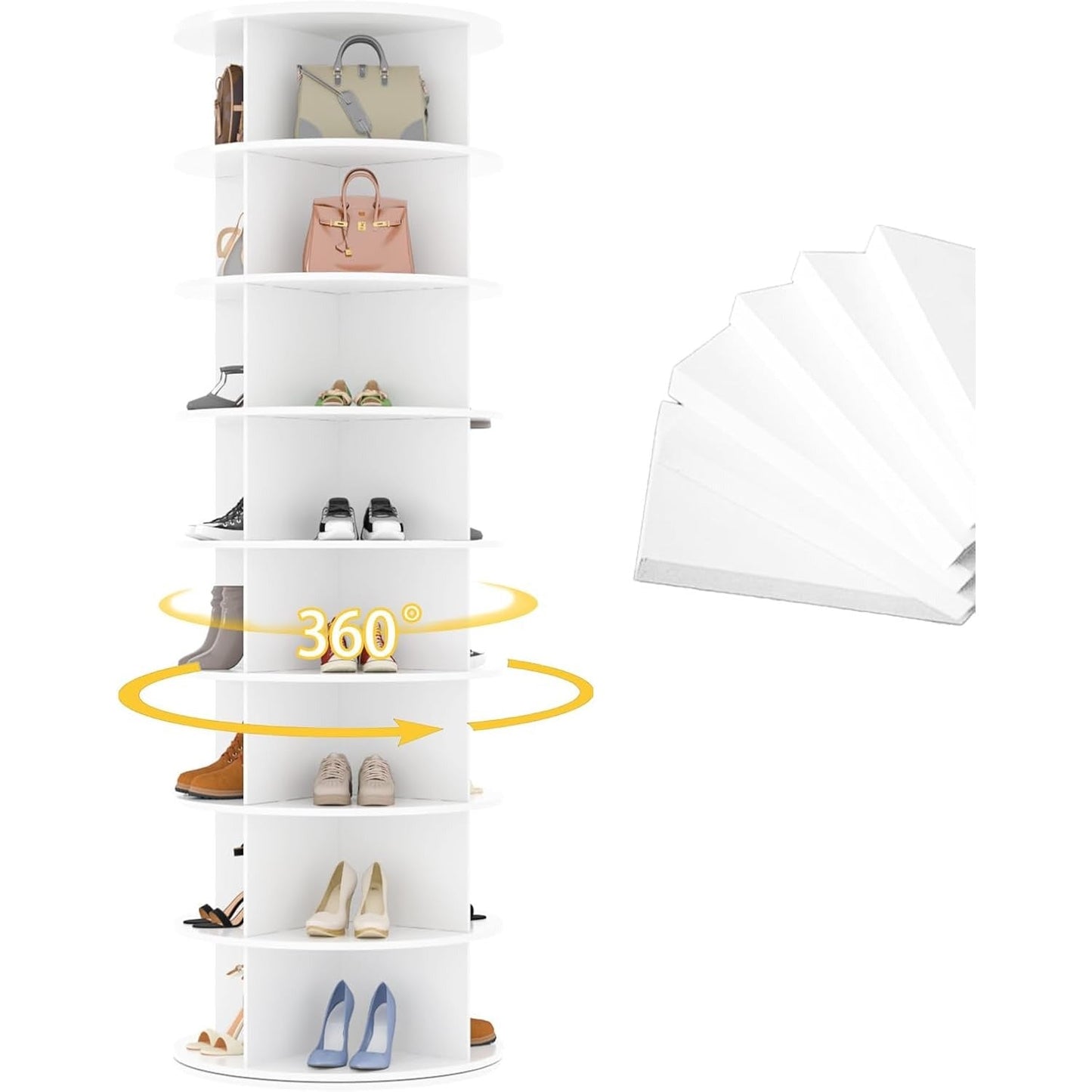 YODOLLA 8 Tier Rotating Shoe Rack, Shoe Tower Organizer, White