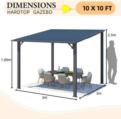 YODOLLA Hardtop Gazebo, Wall-Mounted Lean to Metal Awnings Pergola