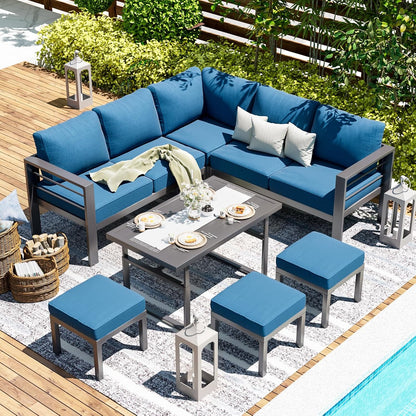 YODOLLA 7 Piece Aluminum Patio Furniture Set Outdoor Patio Conversation Set