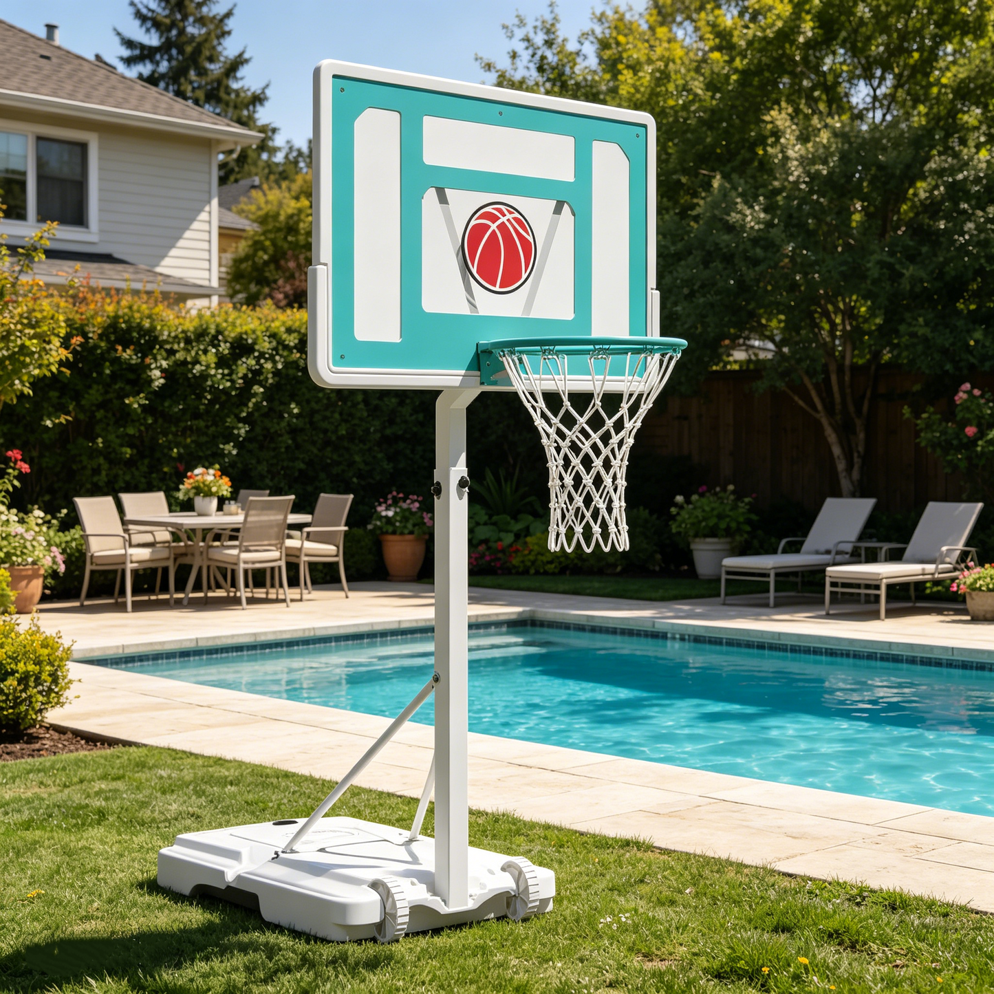 YODOLLA Portable Basketball Hoop Poolside Basketball Hoop 81cm x 58cm, 0.95m-1.25m