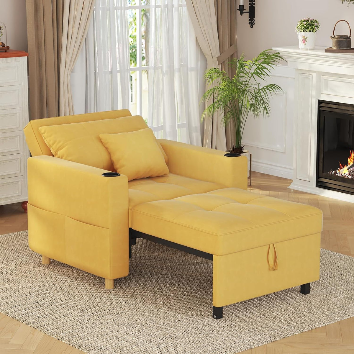 YODOLLA 3-in-1 Sleeper Sofa Bed, 192cm Convertible Single Sofa, Adjustable Armchair