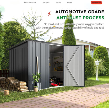 YODOLLA 2.1x0.9m Garden Shed Storage, Lockable Bike Shed with Door