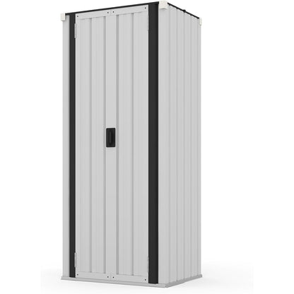 YODOLLA Outdoor Tall Garden Storage Box with 3 Adjustable Shelves