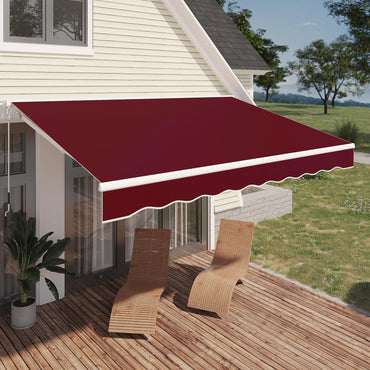 YODOLLA 396 × 244 cm Retractable Manual Awning, Folding Awning with Hand Crank Patio