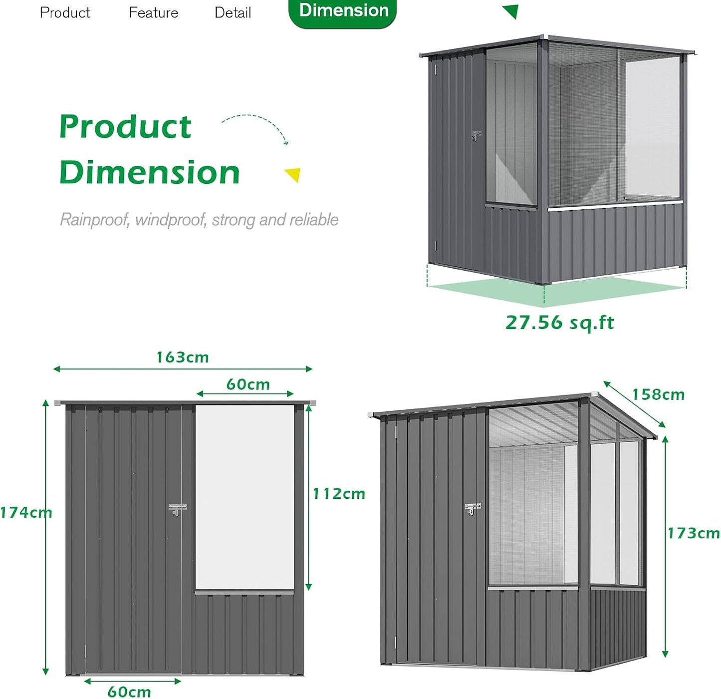 YODOLLA 5x5ft Metal Garden Shed Outdoor Storage with Mesh Window