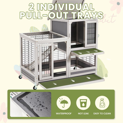 YODOLLA Rabbit Hutch 94cm Indoor & Outdoor Wooden Small Animal House