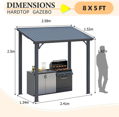 YODOLLA Hardtop Gazebo, Wall-Mounted Lean to Metal Awnings Pergola