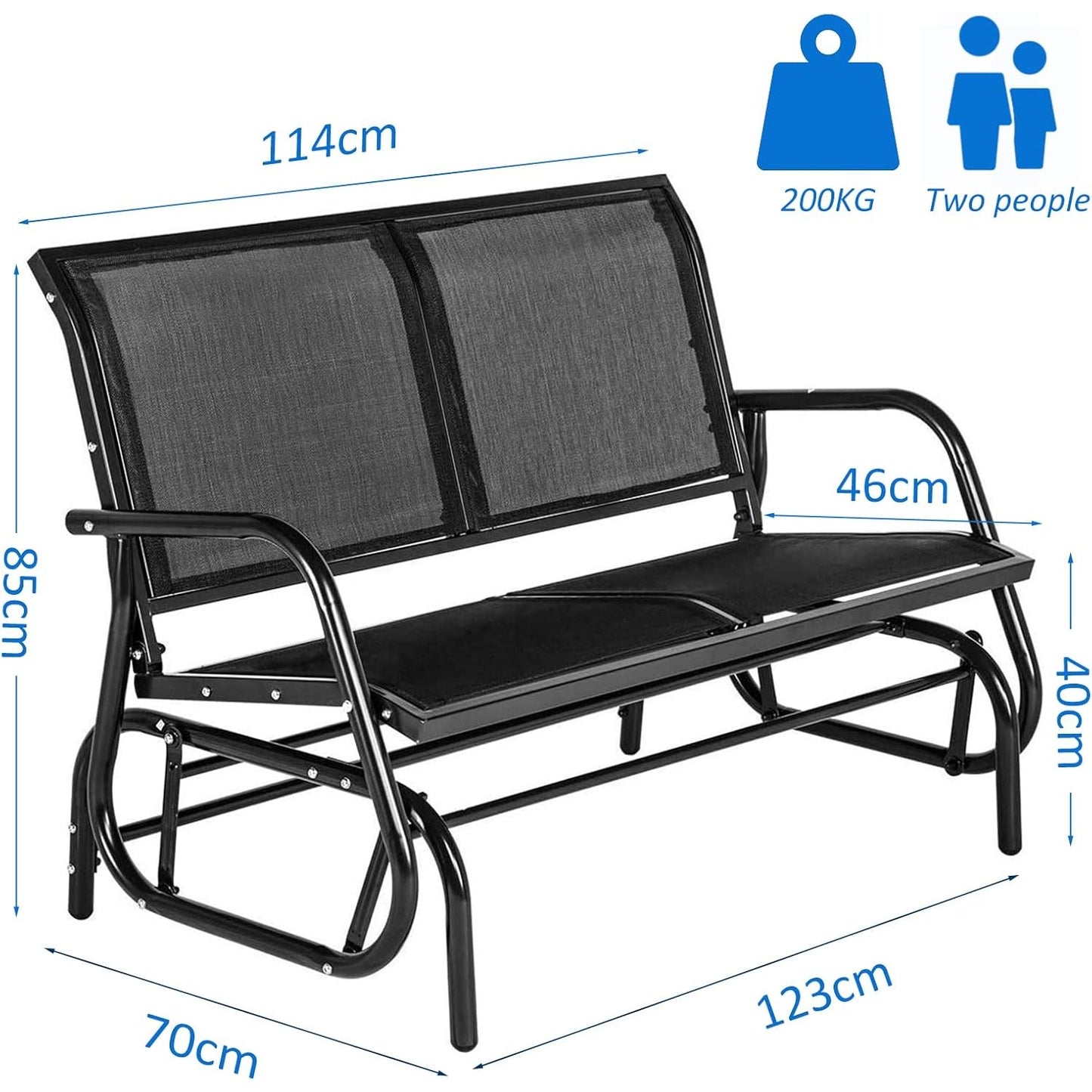 YODOLLA Glider Bench 2 Seater Garden Rocking Chair