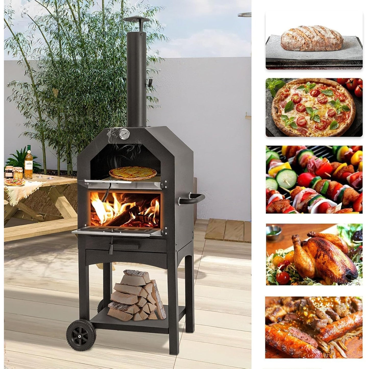 YODOLLA Outdoor Wood Fired BBQ Pizza Maker