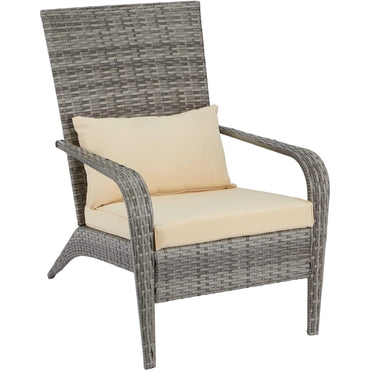 YODOLLA  Adirondack PE Rattan Garden Chair, Outdoor Armchair Wicker Lounge Chairs