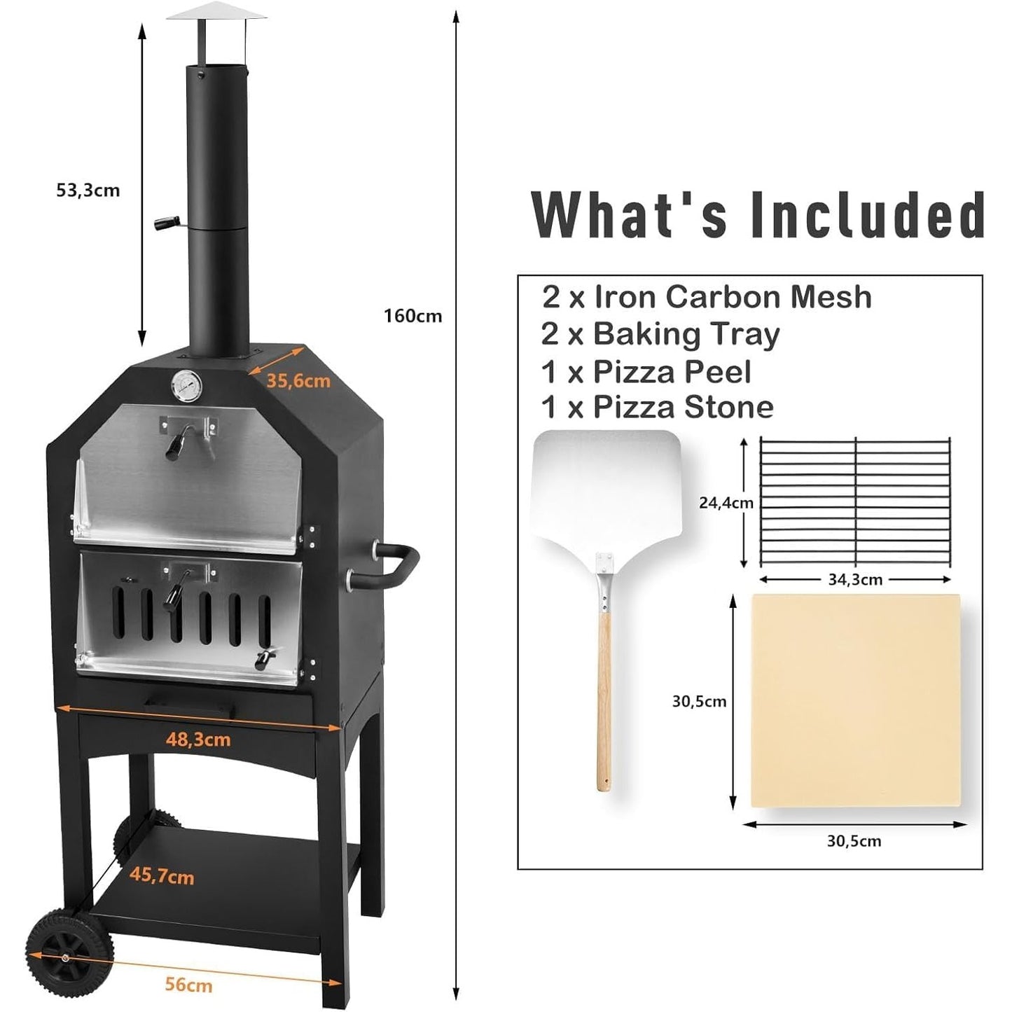 YODOLLA Outdoor Wood Fired BBQ Pizza Maker
