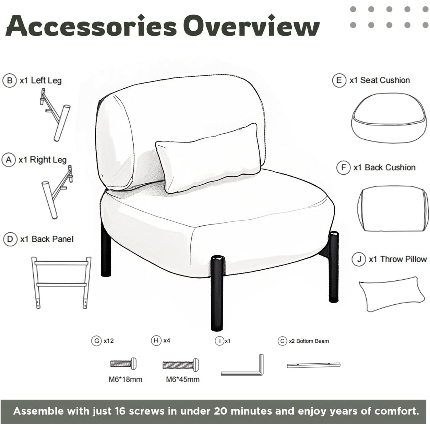 YODOLLA Mid Century Modern Accent Chair