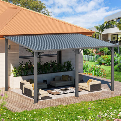 YODOLLA Hardtop Gazebo, Wall-Mounted Lean to Metal Awnings Pergola