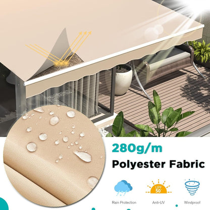YODOLLA 250×198cm Manual Retractable Awning Sun Shade