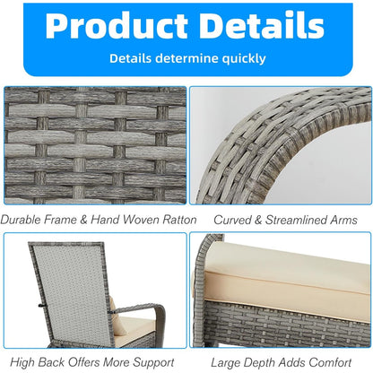 YODOLLA  Adirondack PE Rattan Garden Chair, Outdoor Armchair Wicker Lounge Chairs