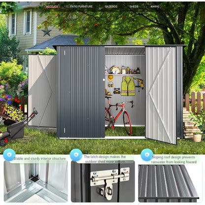 YODOLLA 5.3 x 5.2m Garden Shed Storage, Lockable Bike Shed with Door for 8-10 Bikes