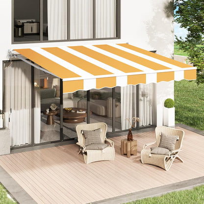 YODOLLA 396 × 299 cm Retractable Manual Awning, Folding Awning with Hand Crank Patio