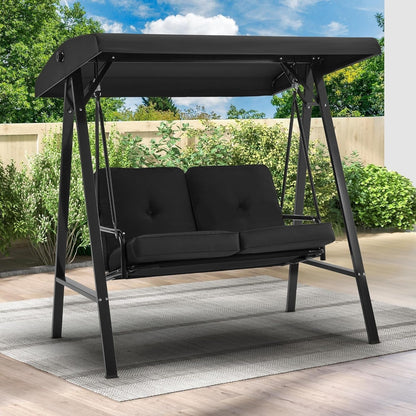 YODOLLA Patio Swing Chair 2-Seat for Adult, Black