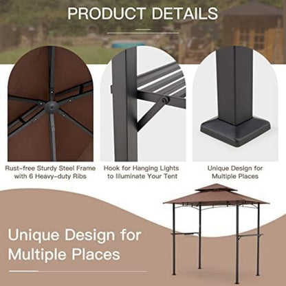 YODOLLA 2.5m Double-Tier BBQ Gazebo Grill Canopy