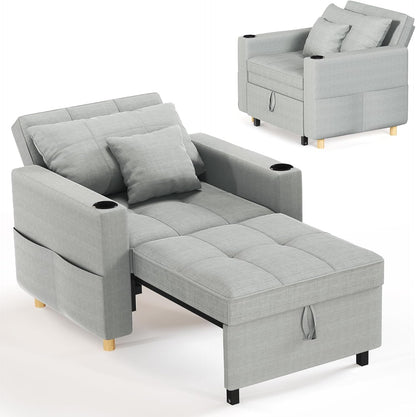 YODOLLA 3-in-1 Sleeper Sofa Bed, 192cm Convertible Single Sofa, Adjustable Armchair