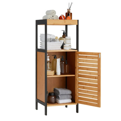 YODOLLA Bamboo Bathroom Cabinet Freestanding Storage Unit