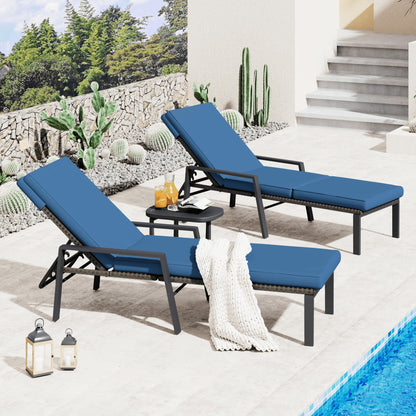 YODOLLA PE Rattan Sun Loungers , 5-level Reclining Back & Removable Cushion
