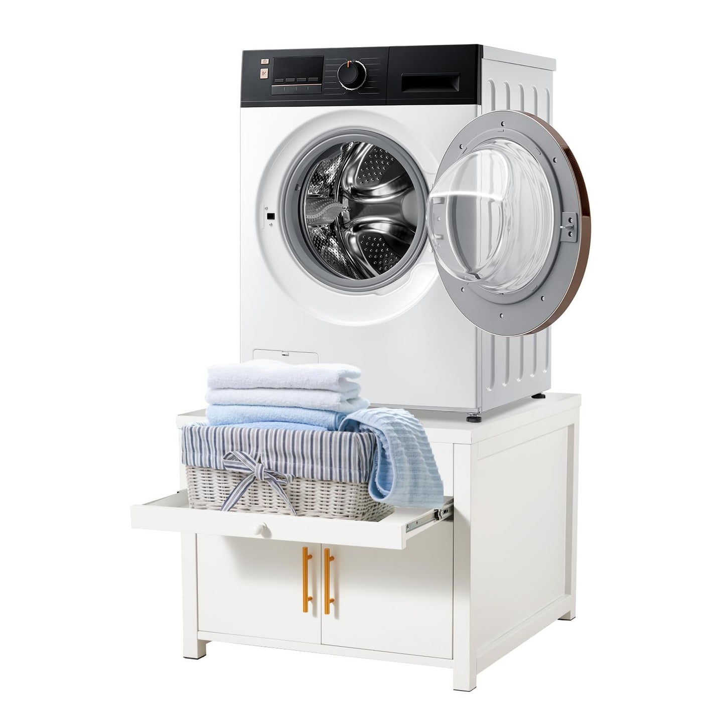 YODOLLA 74 × 74 × 58cm Laundry Pedestal, Washing Machine Stand Base with Drawer