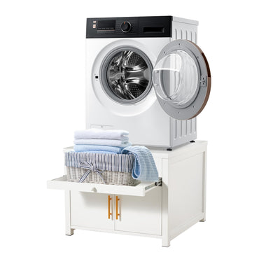 YODOLLA 74 × 74 × 58cm Laundry Pedestal, Washing Machine Stand Base with Drawer