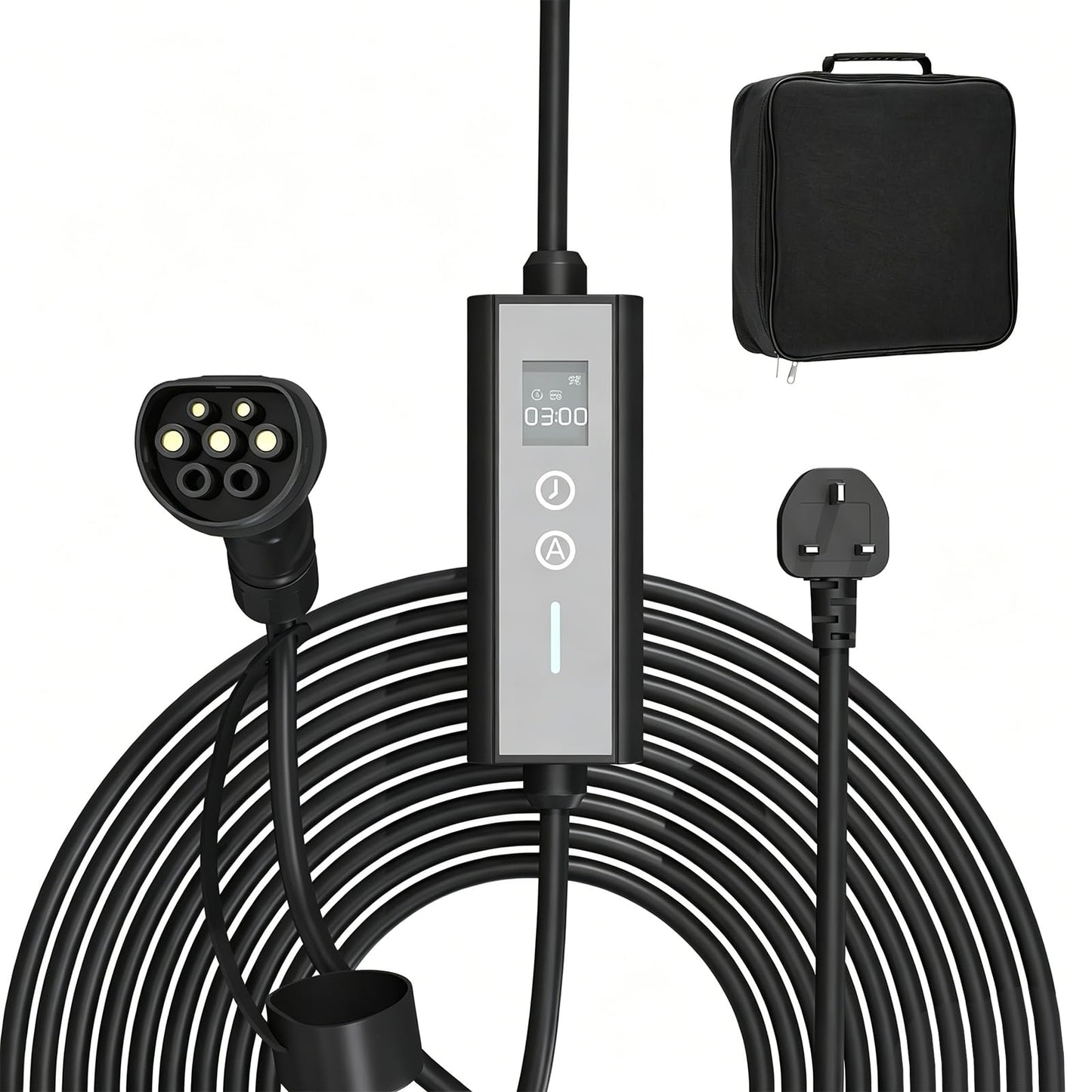 YODOLLA EV Charger, Type 2 to 3 Pin Plug Portable Mode 2, 6/8/10/13A Adjustable