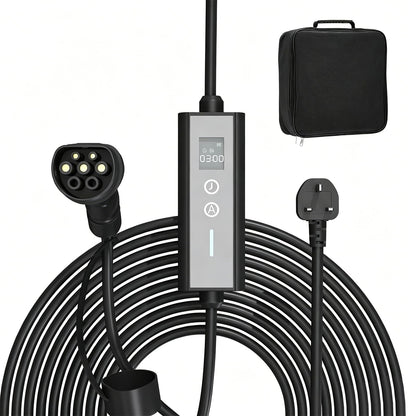 YODOLLA EV Charger, Type 2 to 3 Pin Plug Portable Mode 2, 6/8/10/13A Adjustable