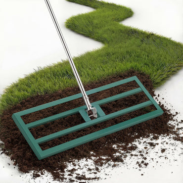 YODOLLA Lawn Leveling Rake 195 x 75×25cm Stainless Steel Lawn Leveller, Green