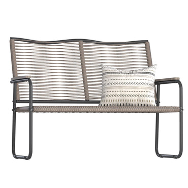 YODOLLA 2-Seater Rope Garden Bench Loveseat, All-Weather Woven Rope Patio Sofa