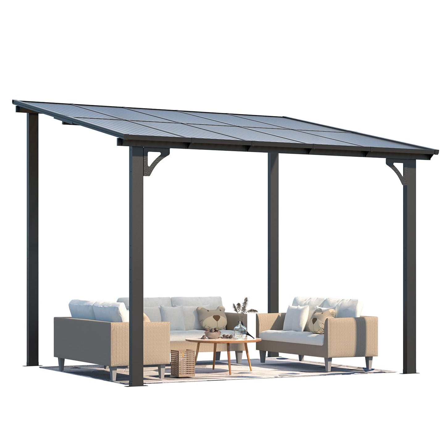 YODOLLA 3x3m Aluminium Lean-to Gazebo