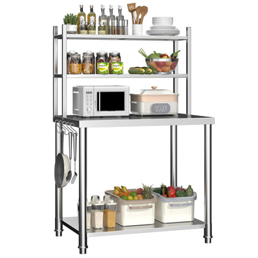 YODOLLA Stainless Steel 2-Layer Top Shelf Table 76x60x138cm Commercial Workbench