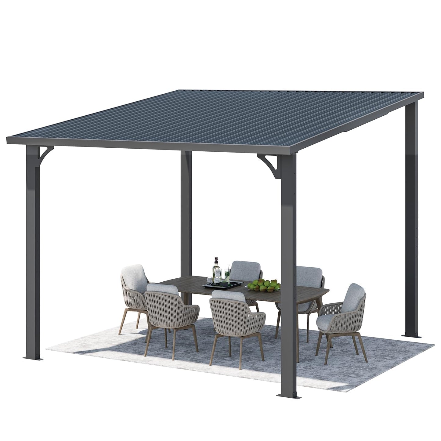 YODOLLA 3x3m Aluminium Lean-to Gazebo
