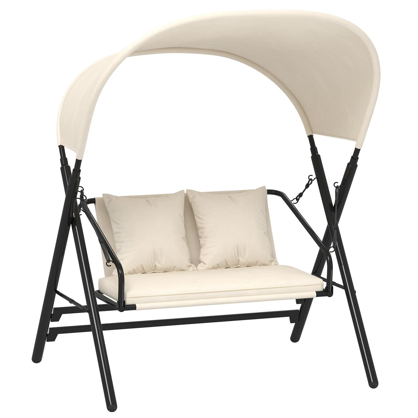 YODOLLA 2 Seater Outdoor Garden Swing with Canopy, Beige