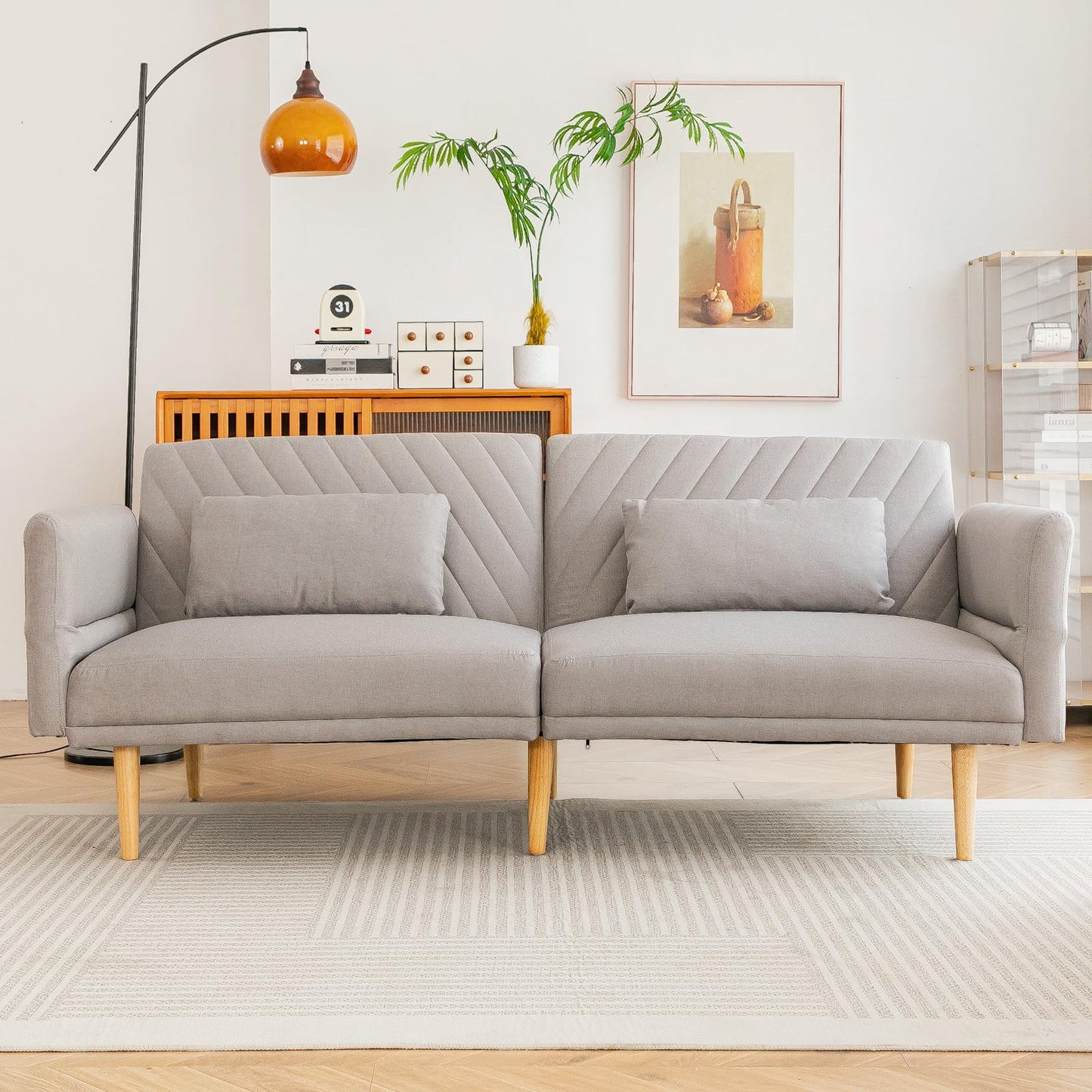 YODOLLA 2-3 SeaterSofa Bed Convertible Futon Sofa Beds, Grey