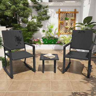 YODOLLA Outdoor Dining Set, Metal Frame Patio 3PCS (2 Chair+Side Table)
