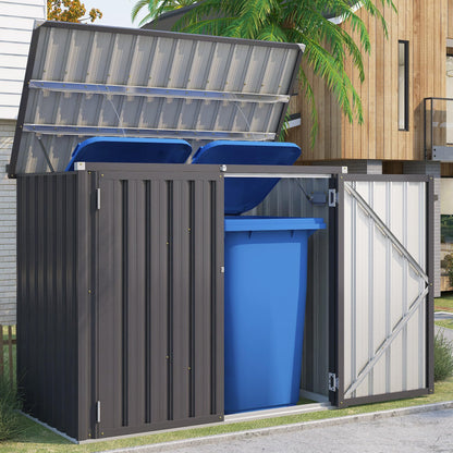 YODOLLA Outdoor Trash Can Storage Shed, Garden Storage Box, Metal Outdoor Shed with Double Door