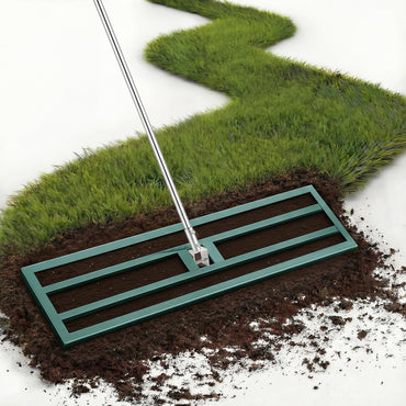 YODOLLA Lawn Leveling Rake 195 x 102×25cm Stainless Steel Lawn Leveller, Green