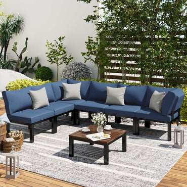YODOLLA Outdoor Patio Furniture Set, 7 Piece Sectional Corner Sofa Set